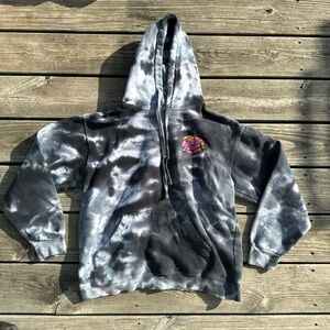Santa Cruz Skateboards Black and Gray Tie-Dye Hoodie